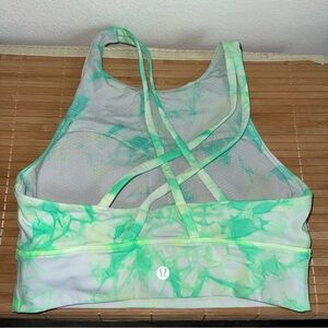 Lululemon Size 6 Energy Sports Bra Green Tie-Dye High Neck Longline
